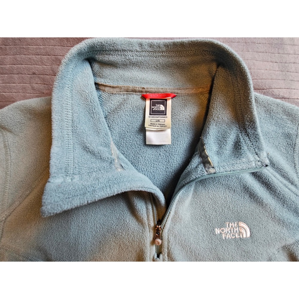 The North Face Women Sage Green TKA 100 Quarter Zip Fleece Pullover Large